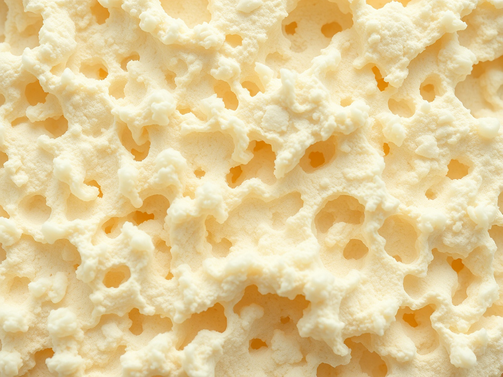 Close-up texture of cured spray foam insulation material